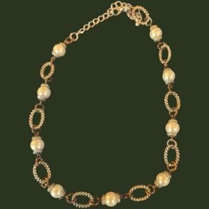 Premier Designs Elegant Gold Silver Pearl Chain Necklace